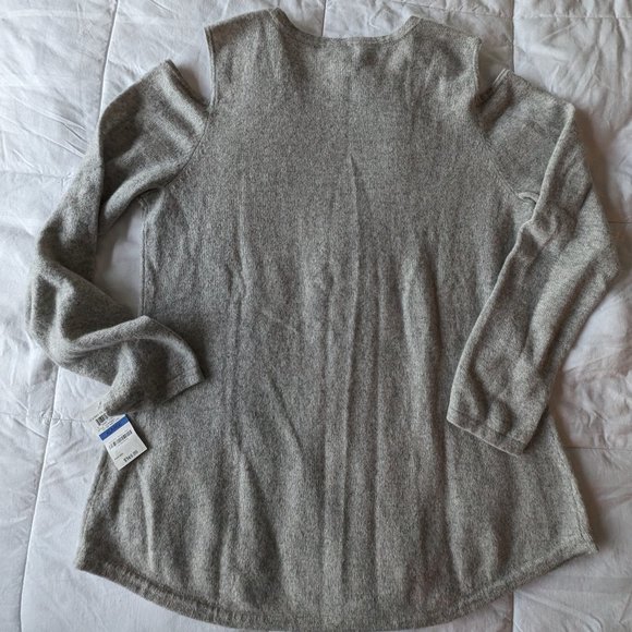 NWT Cashmere Cold Shoulder Sweater - XL Grey - Picture 1 of 11